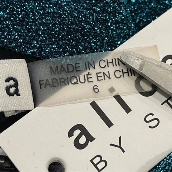 Alice + Olivia Dress Size‎ 6 Inka Turquoise Lined Cut Out Sparkly Festival NEW - Picture 7 of 13